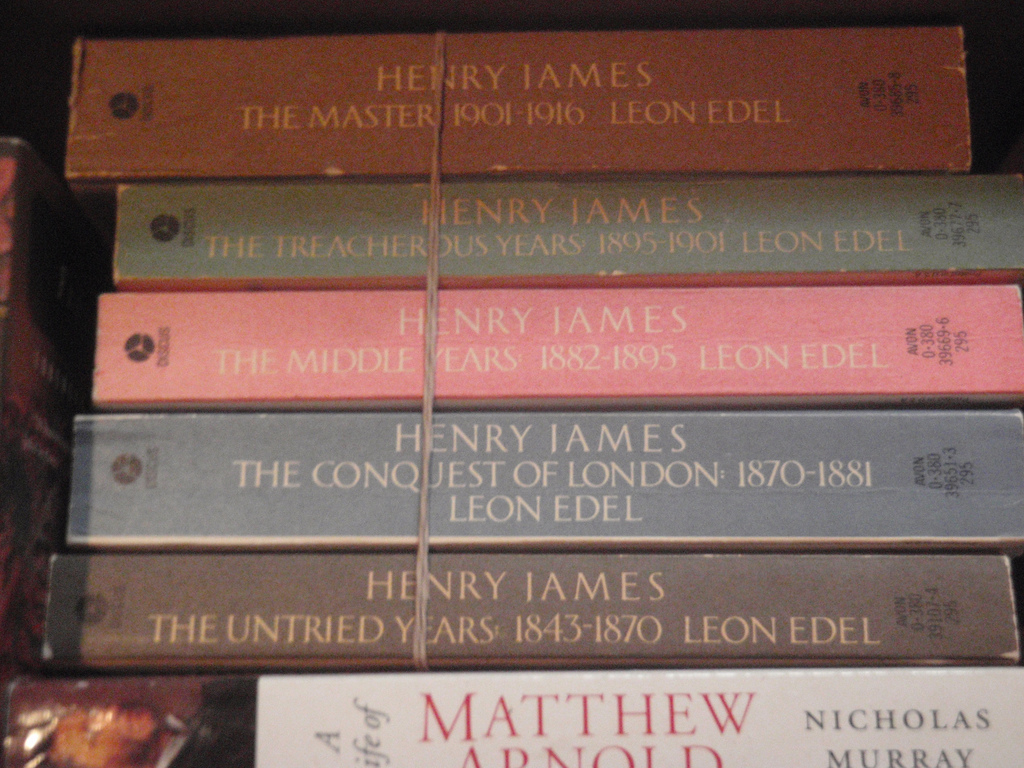 Picture of five-volume Henry James biography by Leon Edel
